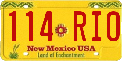 NM license plate 114RIO