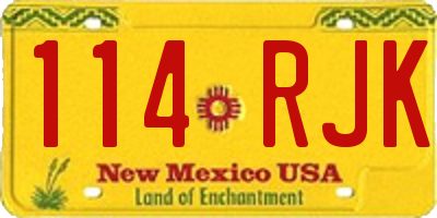 NM license plate 114RJK