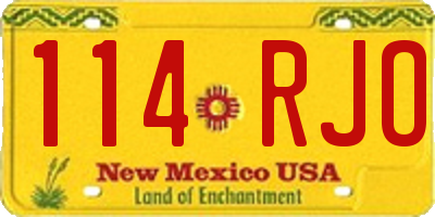 NM license plate 114RJO