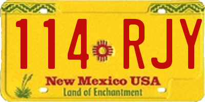 NM license plate 114RJY