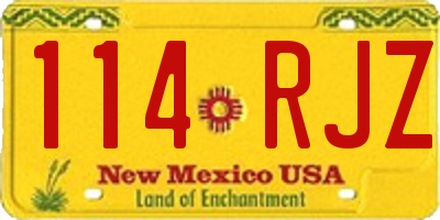 NM license plate 114RJZ