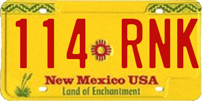 NM license plate 114RNK