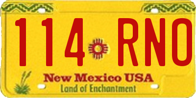 NM license plate 114RNO