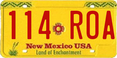 NM license plate 114ROA