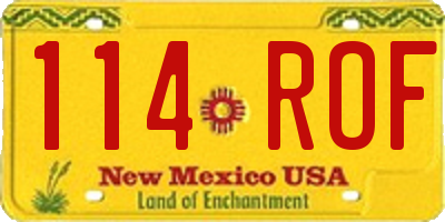 NM license plate 114ROF
