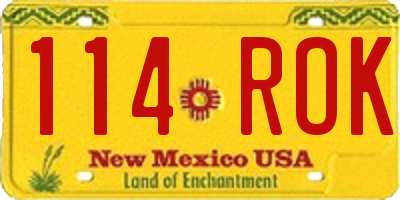 NM license plate 114ROK
