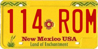 NM license plate 114ROM