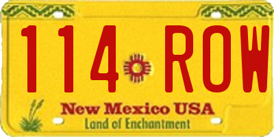 NM license plate 114ROW