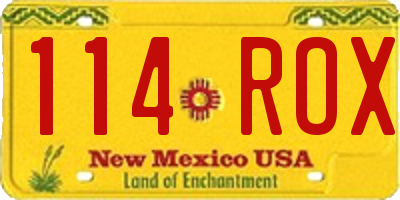 NM license plate 114ROX