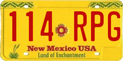 NM license plate 114RPG
