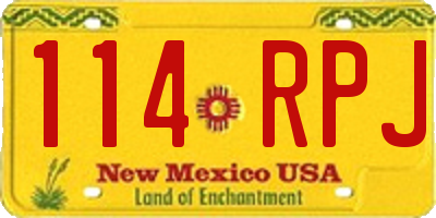 NM license plate 114RPJ
