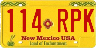 NM license plate 114RPK