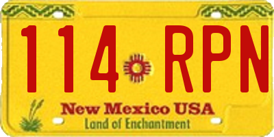 NM license plate 114RPN