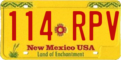 NM license plate 114RPV