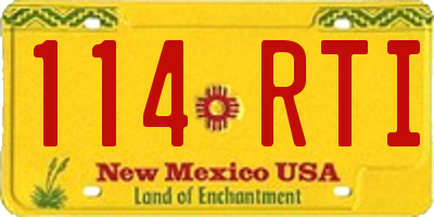 NM license plate 114RTI