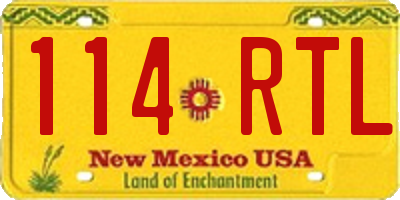 NM license plate 114RTL