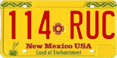 NM license plate 114RUC