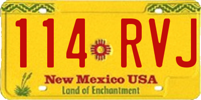 NM license plate 114RVJ