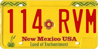 NM license plate 114RVM