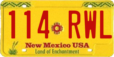 NM license plate 114RWL