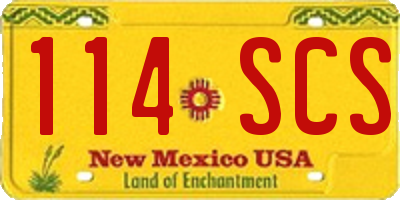 NM license plate 114SCS