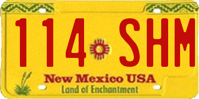 NM license plate 114SHM