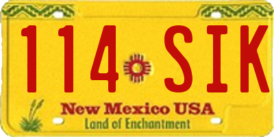 NM license plate 114SIK