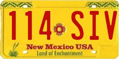 NM license plate 114SIV