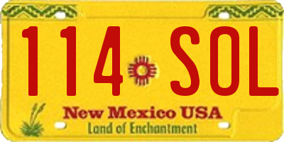 NM license plate 114SOL