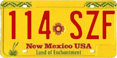 NM license plate 114SZF