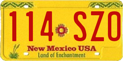 NM license plate 114SZO