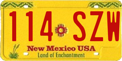 NM license plate 114SZW