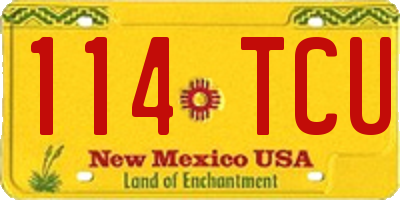 NM license plate 114TCU