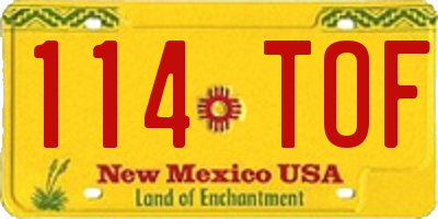 NM license plate 114TOF