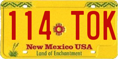 NM license plate 114TOK