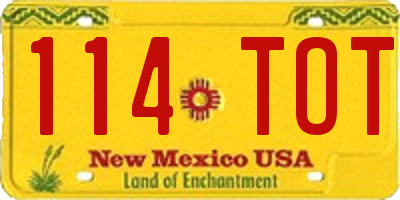 NM license plate 114TOT