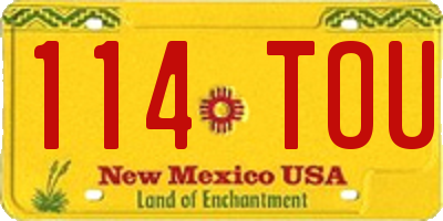 NM license plate 114TOU