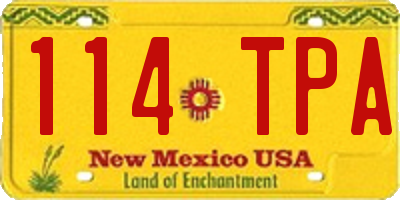 NM license plate 114TPA