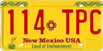 NM license plate 114TPC