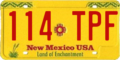 NM license plate 114TPF