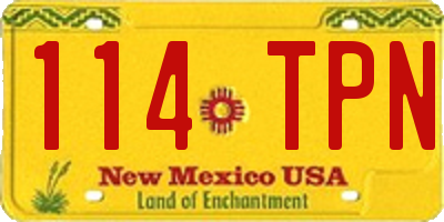 NM license plate 114TPN