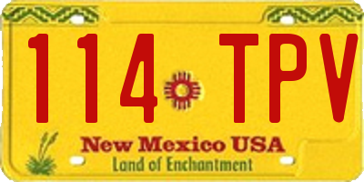 NM license plate 114TPV
