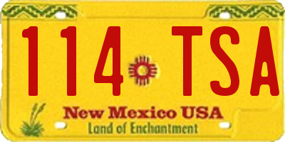 NM license plate 114TSA