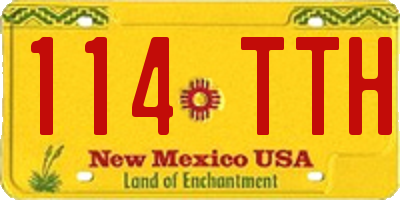 NM license plate 114TTH