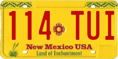 NM license plate 114TUI