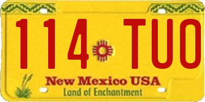 NM license plate 114TUO