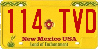 NM license plate 114TVD