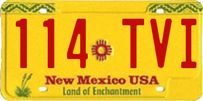 NM license plate 114TVI