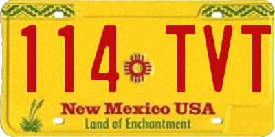 NM license plate 114TVT