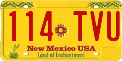 NM license plate 114TVU